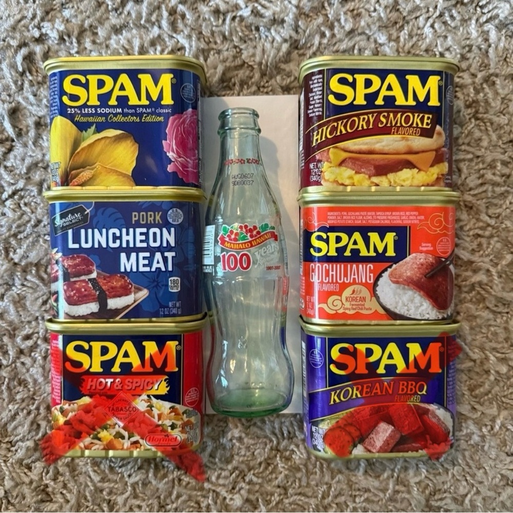 🌺 2 SPAM Hawaii musubi hickory smoke korean bbq spicy gochujang Coca Cola VHTF